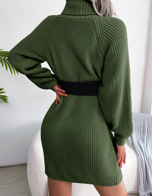 Load image into Gallery viewer, Decorative Button Turtleneck Sweater Dress
