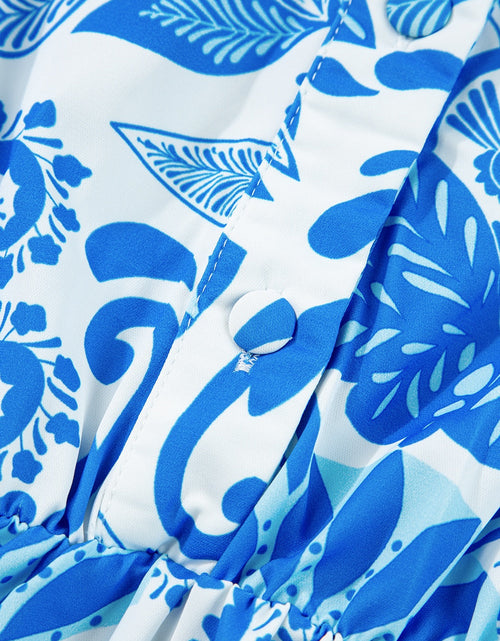 Load image into Gallery viewer, Tiered Printed Short Sleeve Mini Dress

