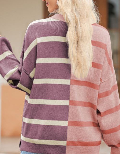 Load image into Gallery viewer, Contrast Striped Long Sleeve Sweatshirt
