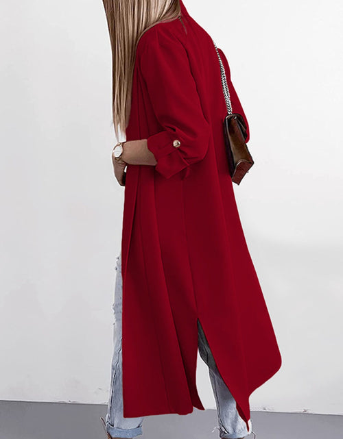 Load image into Gallery viewer, Slit Open Front Roll-Tab Sleeve Trench Coat
