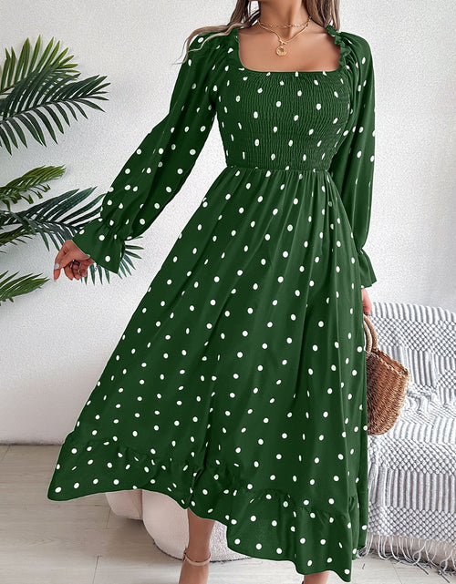 Load image into Gallery viewer, Polka Dot Flounce Sleeve Midi Dress
