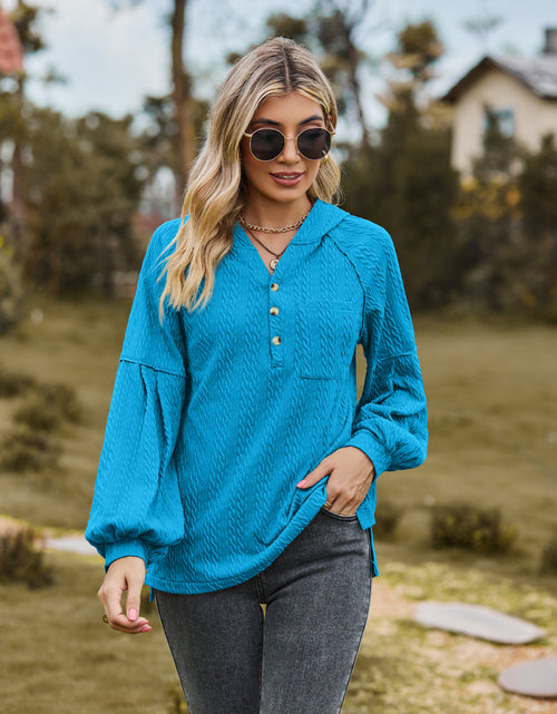 Load image into Gallery viewer, Cable-Knit Dropped Shoulder Hoodie
