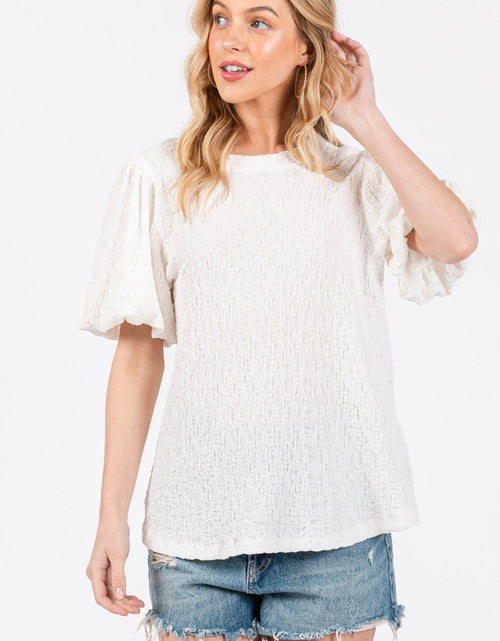 Load image into Gallery viewer, Ces Femme Textured Puff Sleeve Top
