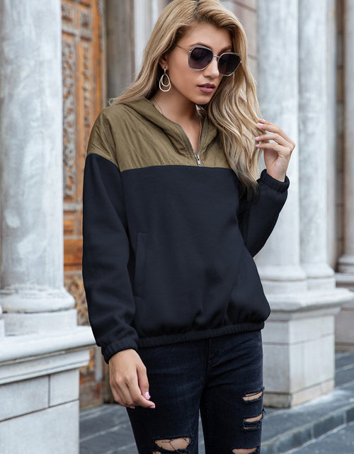 Load image into Gallery viewer, Ivy Lane Pocketed Color Block Quarter Zip Hoodie
