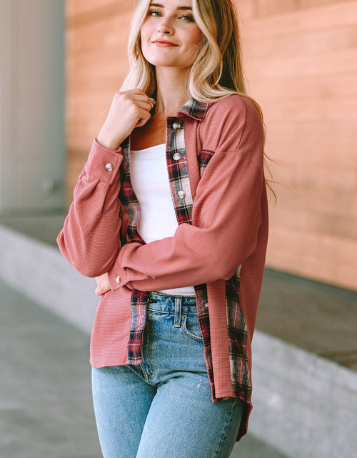 Load image into Gallery viewer, Plaid Button Down Collared Jacket
