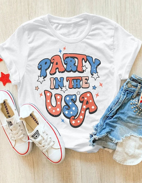 Load image into Gallery viewer, Letter Graphic Round Neck Short Sleeve T-Shirt
