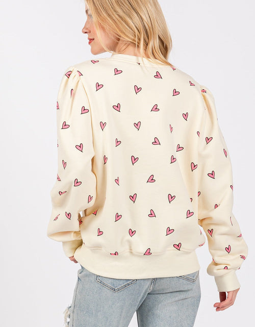 Load image into Gallery viewer, SAGE + FIG Heart Printed Contrast Long Sleeve Sweatshirt
