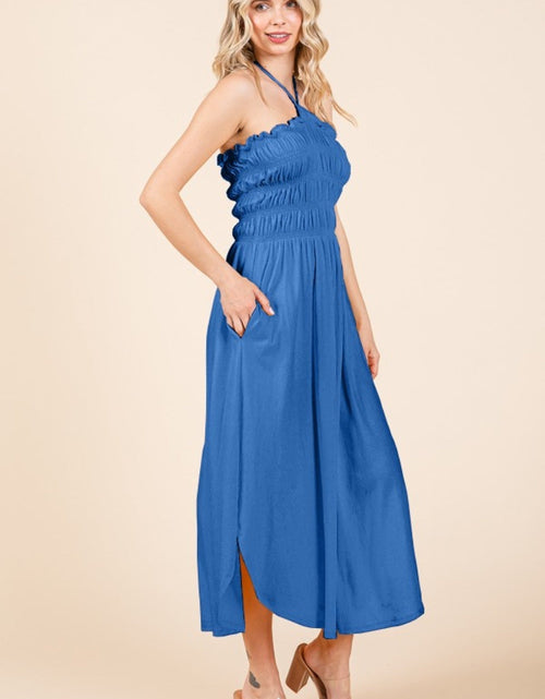 Load image into Gallery viewer, Culture Code Tie Back Shirring Dress with Pockets
