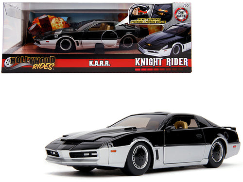 Load image into Gallery viewer, K.A.R.R. Black and Silver with Light "Knight Rider" (1982) TV Series "Hollywood Rides" Series 1/24 Diecast Model Car by Jada
