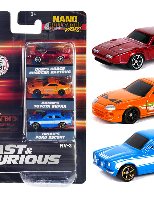 Load image into Gallery viewer, "Fast &amp; Furious" 3 piece Set "Nano Hollywood Rides" Series 1 Diecast Model Cars by Jada
