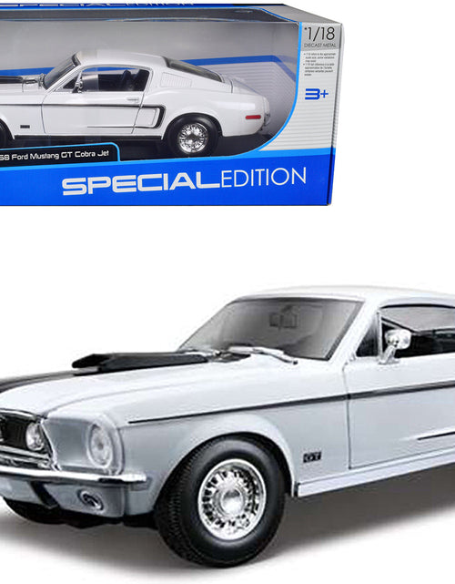 Load image into Gallery viewer, 1968 Ford Mustang CJ Cobra Jet White 1/18 Diecast Model Car by Maisto
