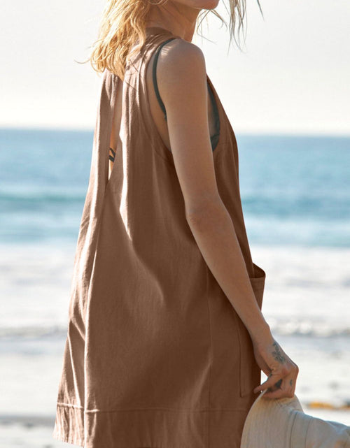 Load image into Gallery viewer, Lovelet Round Neck Sleeveless Romper with Pockets
