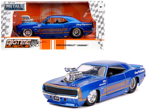 Load image into Gallery viewer, 1969 Chevrolet Camaro "Earthshaker" Candy Blue with Gold Stripe "Bigtime Muscle" 1/24 Diecast Model Car by Jada
