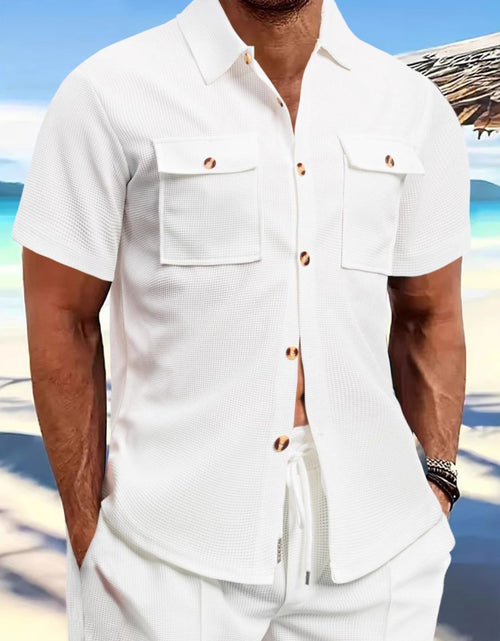 Load image into Gallery viewer, Men's Full Size Button Down Short Sleeve Shirt Plus Size
