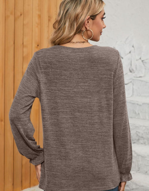Load image into Gallery viewer, Ruched Round Neck Flounce Sleeve T-Shirt
