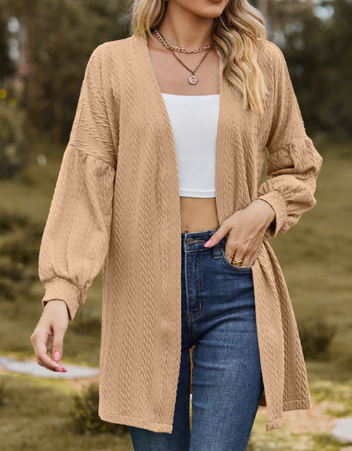 Load image into Gallery viewer, Textured Open Front Dropped Shoulder Cardigan
