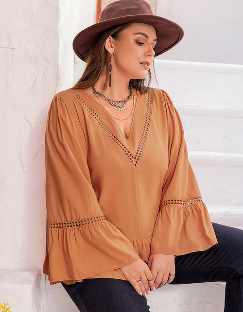 Load image into Gallery viewer, Plus Size V-Neck Peplum Blouse
