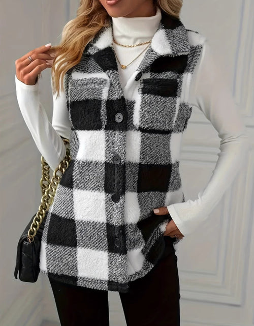 Load image into Gallery viewer, Plaid Button Up Vest Coat
