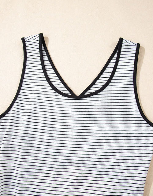 Load image into Gallery viewer, Stripe Crisscross Side Slits Slim Fit Sleeveless Midi Dress
