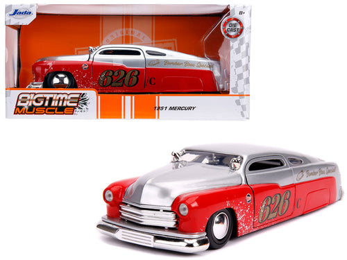 Load image into Gallery viewer, 1951 Mercury Silver and Red #626 "Holley" "Bomber Bros Special" "Bigtime Muscle" 1/24 Diecast Model Car by Jada
