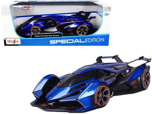 Load image into Gallery viewer, Lamborghini V12 Vision Gran Turismo Blue Metallic 1/18 Diecast Model Car by Maisto
