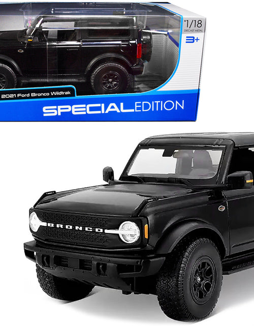 Load image into Gallery viewer, 2021 Ford Bronco Wildtrak Black Metallic with Dark Gray Top "Special Edition" 1/18 Diecast Model Car by Maisto

