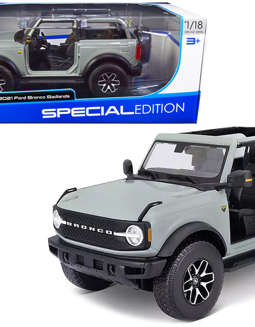 Load image into Gallery viewer, 2021 Ford Bronco Badlands Light Gray "Special Edition" 1/18 Diecast Model Car by Maisto

