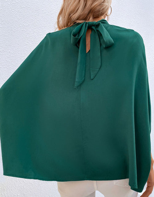 Load image into Gallery viewer, Perfee Tie Back Mock Neck Blouse
