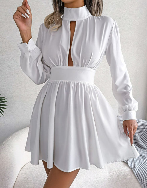 Load image into Gallery viewer, Cutout Turtleneck A-Line Mini Dress
