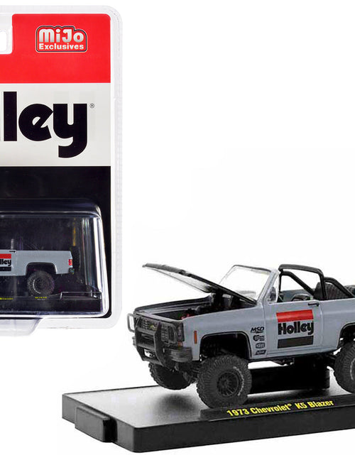 Load image into Gallery viewer, 1973 Chevrolet K5 Blazer Open Top "Holley" Gray with Black Hood Limited Edition to 6600 pieces Worldwide 1/64 Diecast Model Car by M2 Machines
