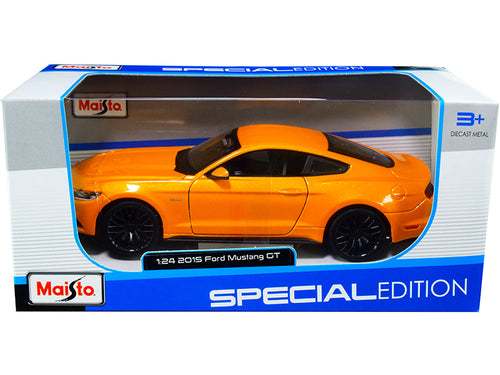 Load image into Gallery viewer, 2015 Ford Mustang GT 5.0 Orange Metallic 1/24 Diecast Model Car by Maisto
