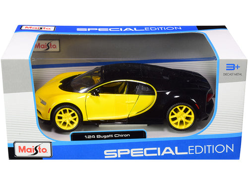 Load image into Gallery viewer, Bugatti Chiron Yellow and Black 1/24 Diecast Model Car by Maisto
