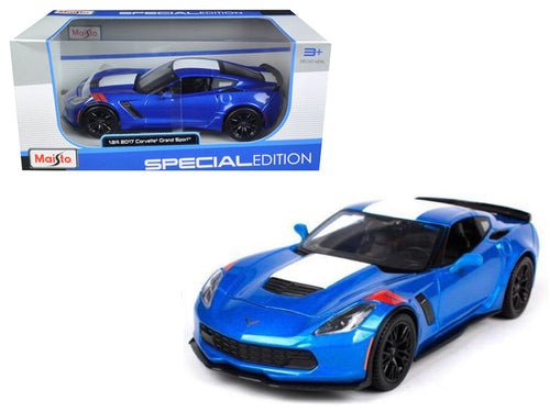 Load image into Gallery viewer, 2017 Chevrolet Corvette Grand Sport Blue Metallic 1/24 Diecast Model Car by Maisto
