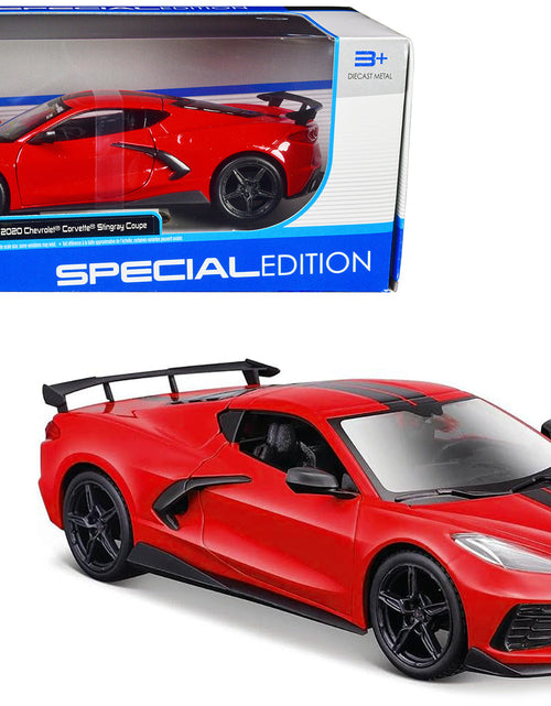 Load image into Gallery viewer, 2020 Chevrolet Corvette Stingray Coupe Red with Black Stripes "Special Edition" Series 1/24 Diecast Model Car by Maisto
