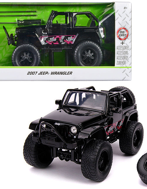 Load image into Gallery viewer, 2007 Jeep Wrangler Black with Extra Wheels "Just Trucks" Series 1/24 Diecast Model Car by Jada
