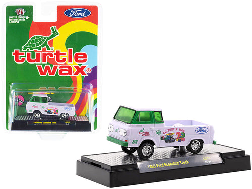 Load image into Gallery viewer, 1965 Ford Econoline Pickup Truck "Turtle Wax" White and Green Limited Edition to 4400 pieces Worldwide 1/64 Diecast Model Car by M2 Machines
