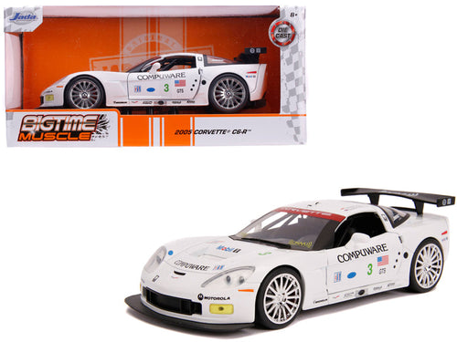 Load image into Gallery viewer, 2005 Chevrolet Corvette C6-R #3 Olivier Beretta - Oliver Gavin "Compuware" White "Bigtime Muscle" 1/24 Diecast Model Car by Jada
