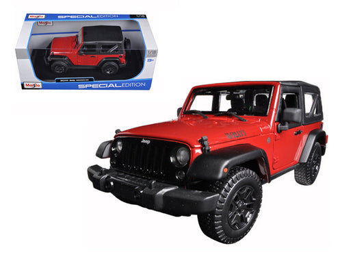 Load image into Gallery viewer, 2014 Jeep Wrangler Willys Red 1/18 Diecast Model Car by Maisto
