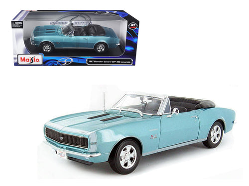 Load image into Gallery viewer, 1967 Chevrolet Camaro SS 396 Convertible Turquoise 1/18 Diecast Model Car by Maisto
