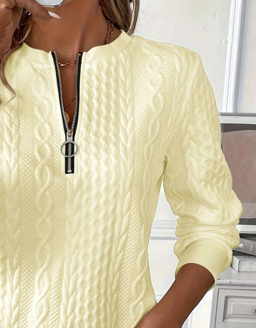 Load image into Gallery viewer, Texture Half Zip Long Sleeve Sweatshirt
