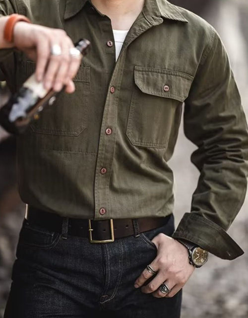 Load image into Gallery viewer, Men's Button Down Long Sleeve Shirt with Chest Pockets

