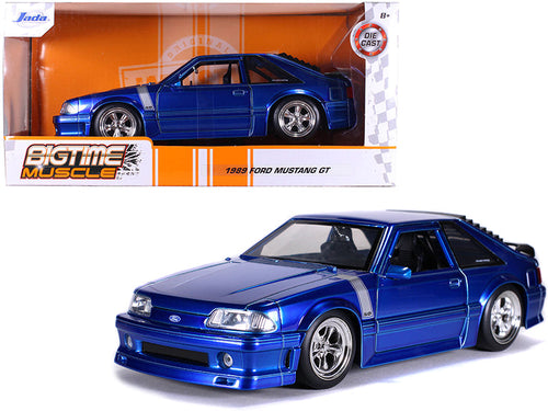 Load image into Gallery viewer, 1989 Ford Mustang GT 5.0 Candy Blue with Silver Stripes "Bigtime Muscle" 1/24 Diecast Model Car by Jada
