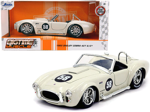 Load image into Gallery viewer, 1965 Shelby Cobra 427 S/C #58 Cream "Bigtime Muscle" 1/24 Diecast Model Car by Jada
