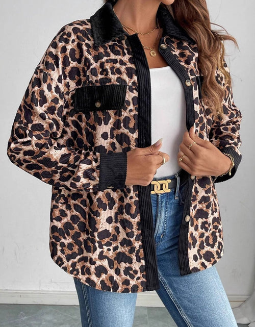 Load image into Gallery viewer, Leopard Collared Neck Button Up Shacket
