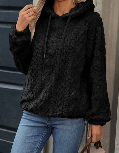 Load image into Gallery viewer, Drawstring Long Sleeve Plush Hoodie
