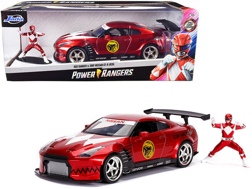 Load image into Gallery viewer, 2009 Nissan GT-R (R35) Candy Red and Red Ranger Diecast Figurine "Power Rangers" 1/24 Diecast Model Car by Jada
