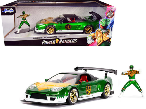 Load image into Gallery viewer, 2002 Honda NSX Type-R Japan Spec RHD (Right Hand Drive) and Green Ranger Diecast Figurine "Power Rangers" 1/24 Diecast Model Car by Jada
