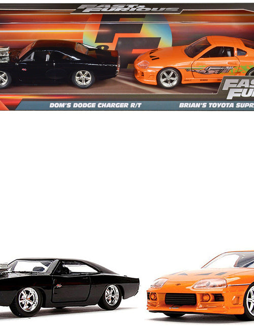 Load image into Gallery viewer, Dom's Dodge Charger R/T Black and Brian's Toyota Supra Orange Set of 2 pieces "Fast &amp; Furious" Series 1/32 Diecast Model Cars by Jada
