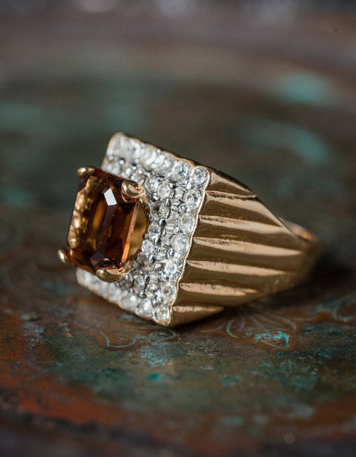Load image into Gallery viewer, Vintage Austrian Crystal Cocktail Ring 18k Yellow or White Gold Electroplated Women's Birthstne RingMade in USA by PVD Vintage Jewelry
