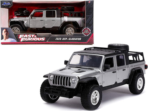 Load image into Gallery viewer, 2020 Jeep Gladiator Pickup Truck Silver with Black Top "Fast &amp; Furious" Series 1/24 Diecast Model Car by Jada
